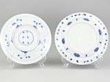 pair of chinese blue and white plates