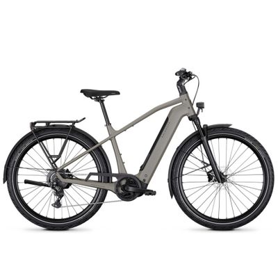 a grey electric bike on a white background
