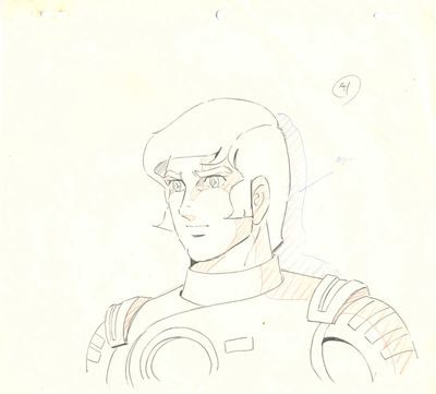 dessin représentant un homme en combinaison spatiale, coiffé d'un casque