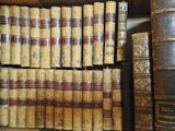 a lot of old books on a shelf in a room