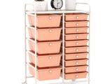 an image of a cart with many drawers and a clock