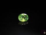 an oval green tourmaline gems on a black surface