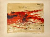an image of a painting with red and black paint on a piece of paper
