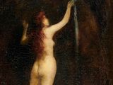 an image of a painting of a nude woman standing in a stream