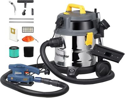 une photo d'un aspirateur à eau avec ses outils et accessoires