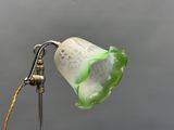 une lampe sur laquelle est représentée une fleur verte