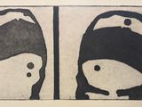 deux dessins en noir et blanc représentant le visage d'une femme et la tête d'un homme
