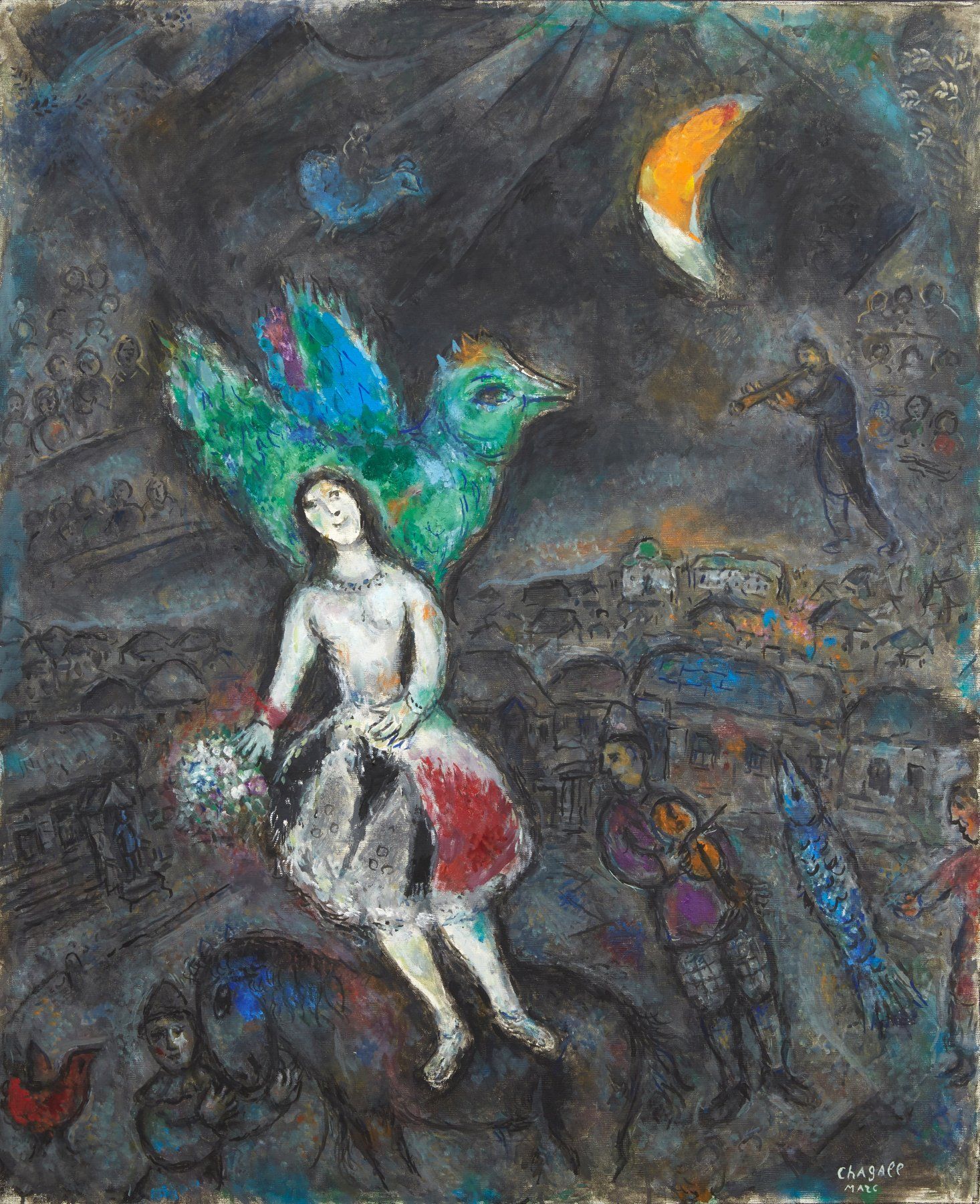 Marc CHAGALL 1887 - 1985L'ECUYERE - 1976 Huile, tempera, encres de couleur et encre de Chine sur toile