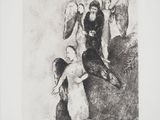 un dessin en noir et blanc représentant un homme assis au sommet d'une colline