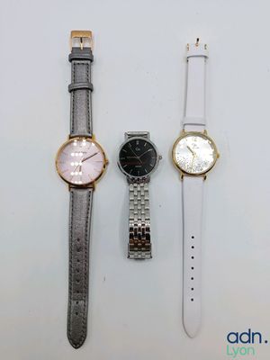 Lot de 3 montres pour femme en cuir et en acier - GO MADEMOI…