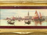 tableau représentant une vue de Venise avec des gondoles et des bateaux au premier plan