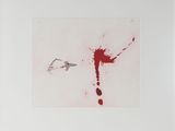 an image of a picture of a blood splattered piece of paper on a table
