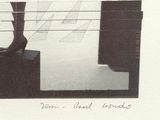 a black and white photo of a sculpture of a person