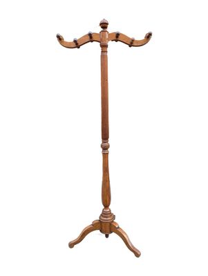 an image of a wooden coat stand on a white background