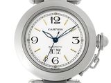 a close up of a wrist watch with a white dial