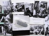several black and white photos of a bunch of people playing instruments