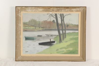 une image d'un tableau représentant un bateau sur l'eau