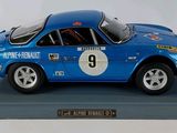 a model of a blue race car on display