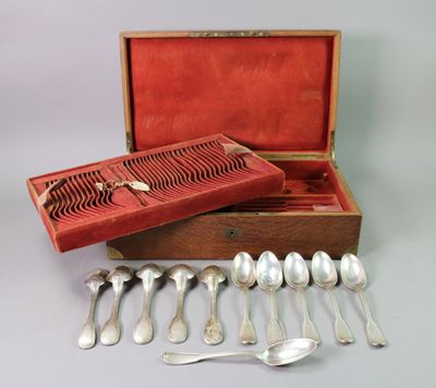 a wooden box with a set of silverware in it