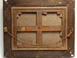 an old wooden window with a chain hanging from it ' s side