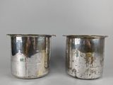 pair of silverplated sugar and butter pots with handles