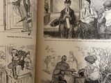 an open book with pictures of people and animals in it