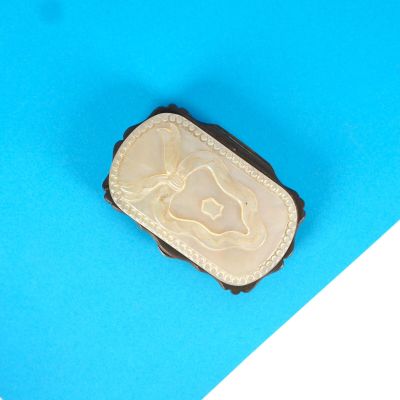 une image représentant une broche ornée d'un cheval sur un fond bleu