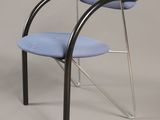 an image of a chair with a blue seat and a black frame