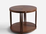 une image représentant une table ronde en bois sur fond blanc