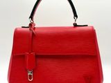 louis vuitton red epi leather handbag with black handle
