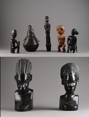 trois images différentes d'une statue représentant un homme et une femme