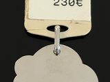a tag with a picture of a cloud attached to it
