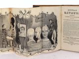 an old book with a drawing of a man and a woman