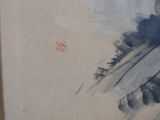 a picture of a painting of a man riding a surfboard