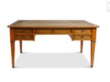 an image of a wooden desk with two drawers and two drawers