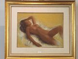 un tableau représentant une femme nue allongée sur un lit