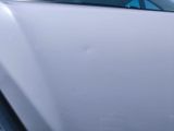 the hood of a white car with the hood open