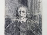 an old drawing of a man in a black and white photo