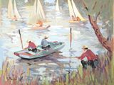 a painting of a group of people on a boat