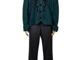a mannequin wearing a green shirt and black pants