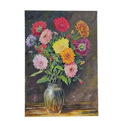 une peinture de fleurs dans un vase sur une table