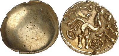 an image of a gold coin with an image of a horse on it
