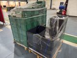 many boxes on a pallet in a warehouse