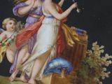 a picture of a painting of three women on a hill