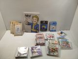 the contents of a nintendo wii game laid out on a table