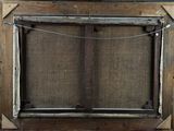 a picture of an old window with a rope hanging from it