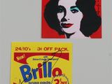 two paintings of a woman with blue eyes and a red background