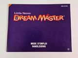 a close up of a purple book cover with the words dream master on it