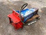 a red and blue box with a hose attached to it