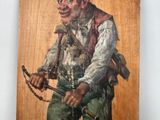 a picture of a painting of a man holding a knife